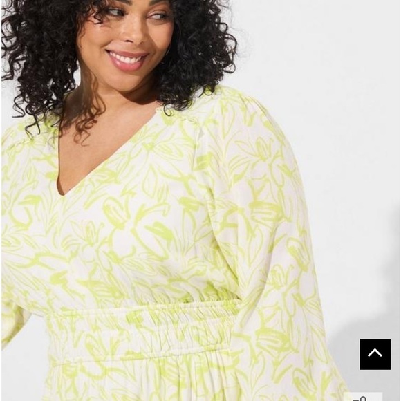 TORRID lime green and cream Mini Wash Gauze Wide Waist Skater Dress - Picture 3 of 6